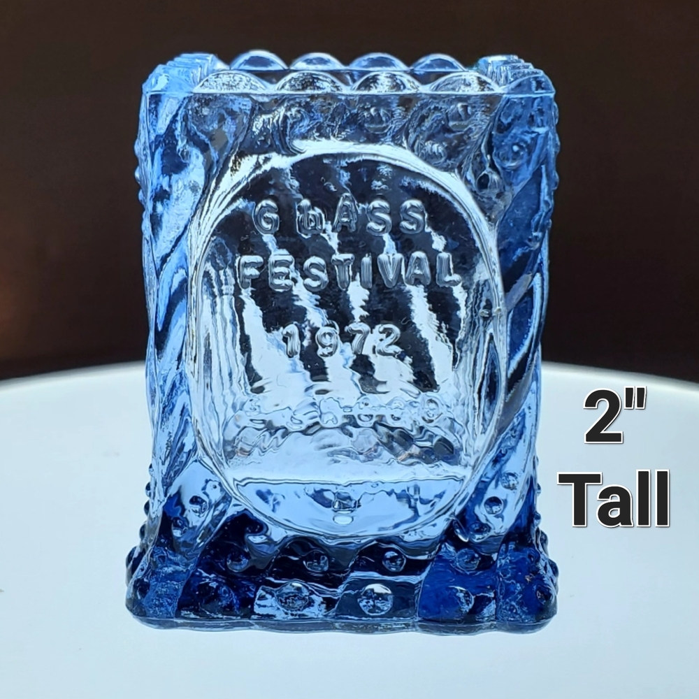1972 St. Clair Glass Light Blue Art Glass Festival Souvenir Toothpick Holder - Picture 2 of 13